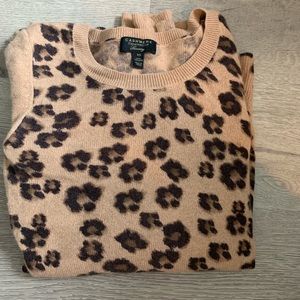 Charter club 100% cashmere sweater leopard xs